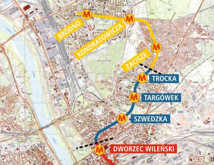 II linia metra w Warszawie - nowe stacje. Źródło: Metro Warszawskie